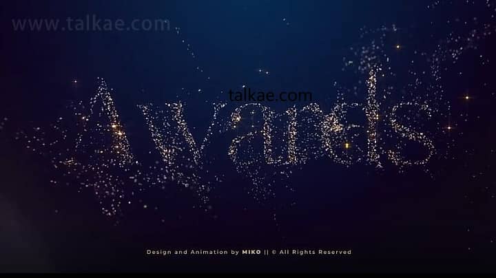 AE模板-Particles Awards Titles 金色粒子汇聚文字标题宣传片头