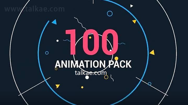 AE模板-2D Motion Animation 100组MG运动图形元素文字标题动画