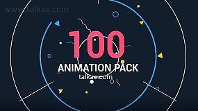 AE模板-2D Motion Animation 100组MG运动图形元素文字标题动画