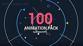 AE模板-2D Motion Animation 100组MG运动图形元素文字标题动画