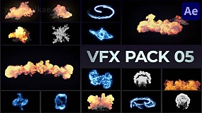 AE模板-VFX Elements Pack 05 震撼火焰电流烟雾能量VFX特效素材包