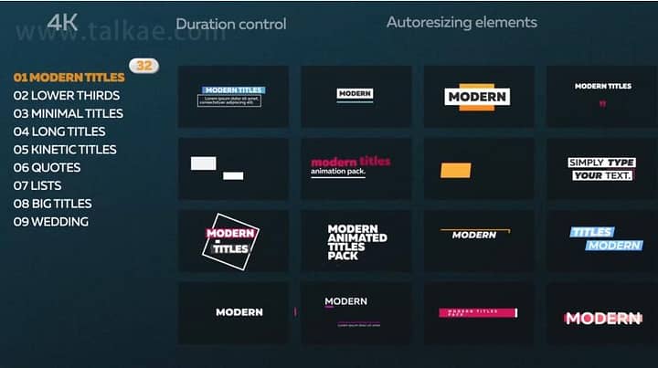 AE模板-Animated Titles Pack 200个现代商务时尚创意文字标题排版动画