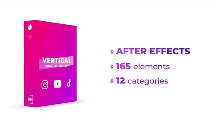 AE模板-Vertical Graphics Pack 165个竖版时尚社交媒体图形元素素材包