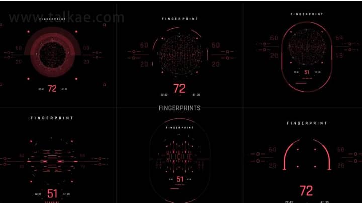 AE模板-HUD Cyberpunk Fingerprints HUD赛博朋克指纹识别场景动画
