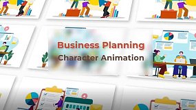 AE模板-Business Planning Scene 二维卡通人物商业规划场景MG动画