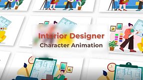 AE模板-Interior Designer Explainer 二维卡通室内设计师讲解场景MG动画