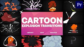 PR模板-Cartoon Explosions Transitions 4k卡通爆炸媒体视频动作舞蹈运动过渡