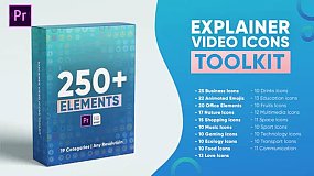 PR模板-Explainer Video Icons Toolkit 250个二维卡通生活场景图标动画工具包