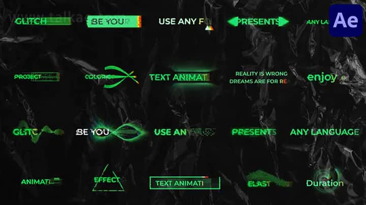 AE模板-Colorful Glitch Titles 彩色炫酷语音气泡故障文本标题动画