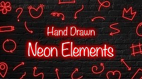 PR模板-Hand Drawn Neon Elements 48个手绘霓虹灯线条图形元素动画