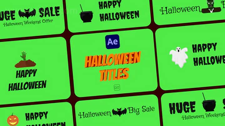 AE模板-Halloween Titles 24个万圣节元素文字标题动画