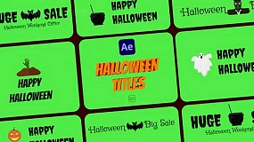 AE模板-Halloween Titles 24个万圣节元素文字标题动画