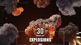 4K视频素材-Massive VFX Explosions 30个大型爆炸浓烟特效合成VFX动画 (有透明通道)