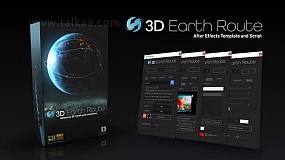 AE脚本-3D Earth Route 三维地球自定义位置坐标定位导航连线AE模板