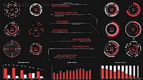 PR模板-Techno Infographics 56个科技感HUD信息图表预设动画