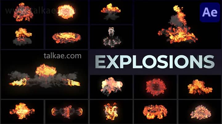 AE模板-Real Explosions 彩色逼真电影游戏爆炸火焰烟雾特效