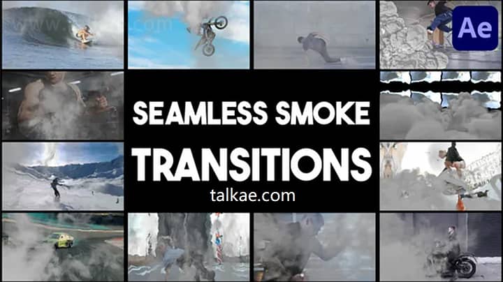 AE模板-Seamless Smoke Transitions 流畅烟雾视频转场无缝过渡