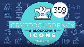 PR模板-Cryptocurrency Blockchain Icons 359个金融线条图标区块链图标动画