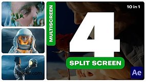 AE模板-Multiscreen Split Screen 4屏分屏视频图片分屏组合动画