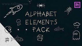 PR模板-Alphabet Elements 创意字母数字特殊字符线条图标动画元素