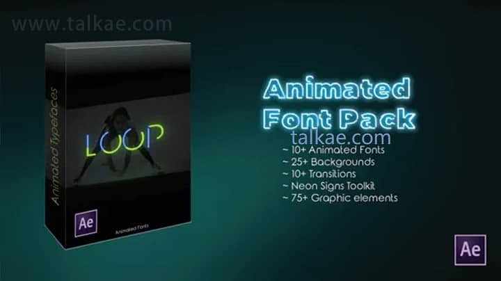 AE模板-Animated Titles 霓虹灯图标图形元素背景过渡标题排版动画