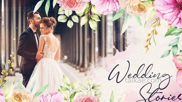 PR模板-Floral Wedding Slideshow 水墨花卉电子相册婚礼幻灯片开场片头