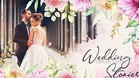PR模板-Floral Wedding Slideshow 水墨花卉电子相册婚礼幻灯片开场片头