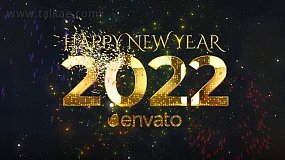 AE模板-New Year Countdown 2022年新年金色标题10秒倒计时片头