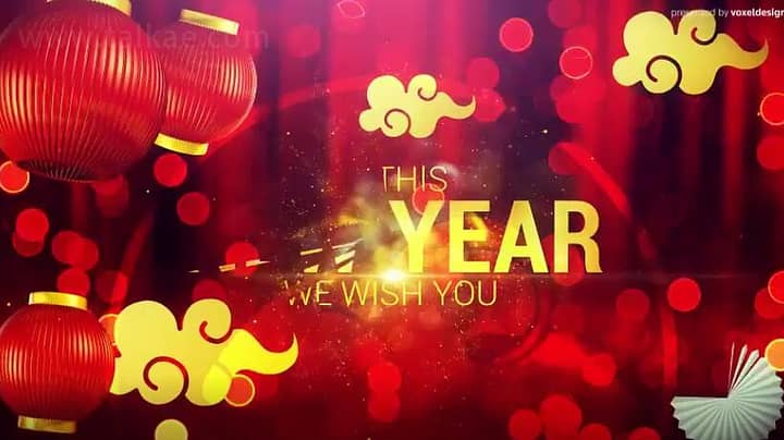 AE模板-Chinese New Year 2020年灯笼祥云金色标题新年开场片头