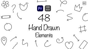 PR模板-Hand Drawn Elements 48个手绘箭头线条元素图标