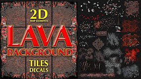 图片素材-Lava Game Background Tiles And Decal 熔岩游戏背景瓷砖和贴花
