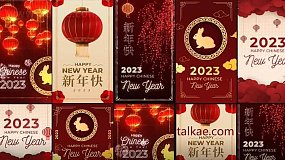 PR模板-Chinese New Year Posts 5组中国风新年竖屏方形海报包装动画
