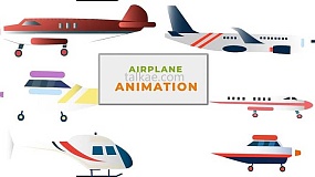 AE模板-Airplane Pack Animation 二维卡通风格飞机动画矢量素材