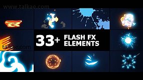AE模板-Flash FX Overlay Pack 33组火焰电流炫酷能量特效元素动画