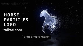 AE模板-Horse Particles Logo 创意水晶粒子马匹狂奔LOGO演绎