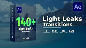 AE模板-Light Leaks Transitions 140个实用型光效漏光无缝转场过渡动画