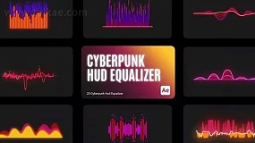 AE模板-Cyberpunk HUD Equalizer 赛博朋克风格均衡器声波波形图形元素