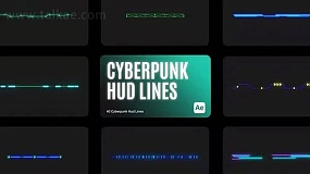 AE模板-Cyberpunk HUD Lines 未来感科幻游戏装饰线条HUD图形元素