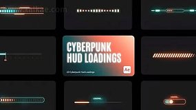 AE模板-Cyberpunk HUD Loading 科幻游戏加载进度条HUD图形元素