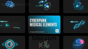 AE模板-HUD Medical Elements 科技感赛博朋克HUD医疗构造元素