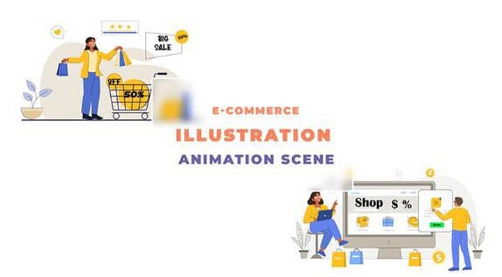 AE模板-Commerce Animation Scene 电子商务角色场景动画矢量动态图形包