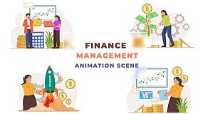AE模板-Finance Management Animation Scene 金融财务管理角色场景动画矢量动态图形包
