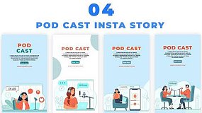 AE模板-Pod Cast on Air Instagram Story 网络媒体博主手机播画音乐主播角色动画包
