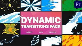 PR模板-Dynamic Transitions 酷炫卡通动漫特效元素MG动态转场过渡