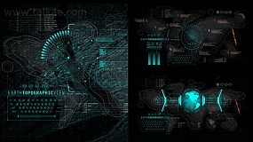 AE模板-HUD UI Earth 4 科技感电影游戏军事地图HUD界面地球元素V4