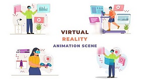 AE模板-Virtual Reality Animation Scene 虚拟现实角色场景动画矢量动态图形包