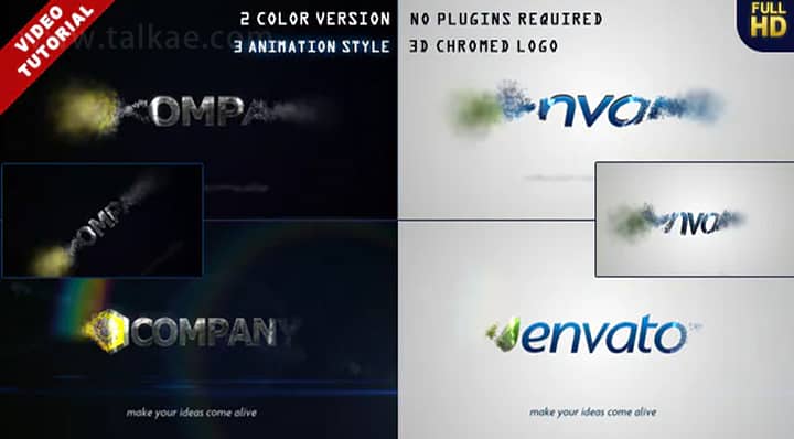 AE模板-3D Chrome Particles Logo 粒子颗粒LOGO演绎开场片头