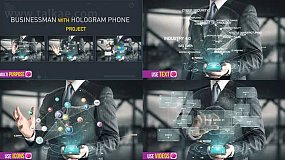 AE模板-Businessman with Hologram 未来派科技全息图智能操作HUD屏幕