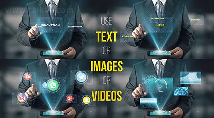 AE模板-Hologram Businessman Screens 高科技HUD屏幕投射智能操作全息图