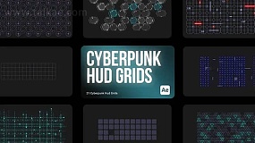 AE模板-Cyberpunk HUD Grids 未来科技感HUD数字图形网格动画背景